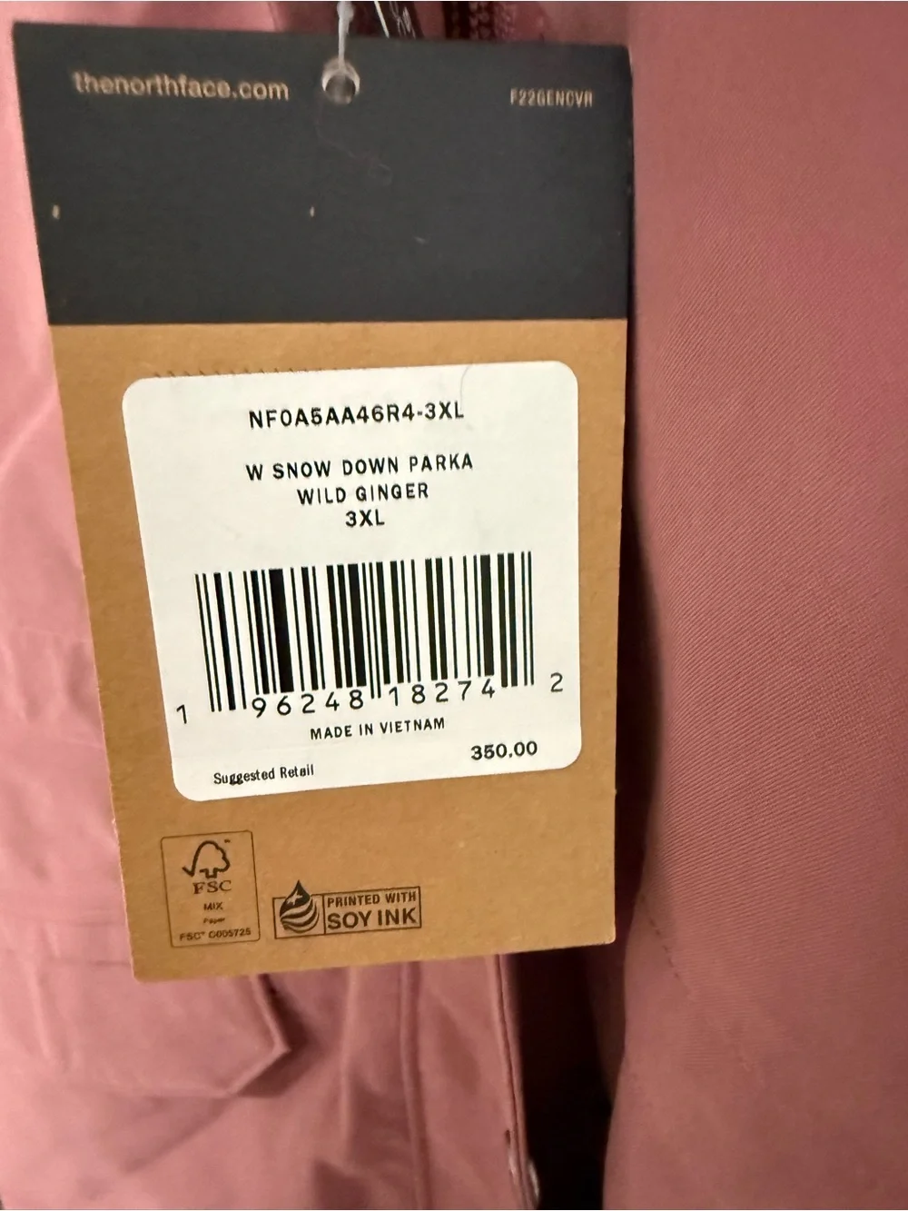 The North Face Women's Mauve Hooded Puffer Parka